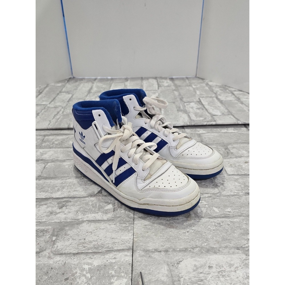 Adidas Forum Mid‎ Shoes Women Size 8.5 White Blue Basketball Sneakers No Straps